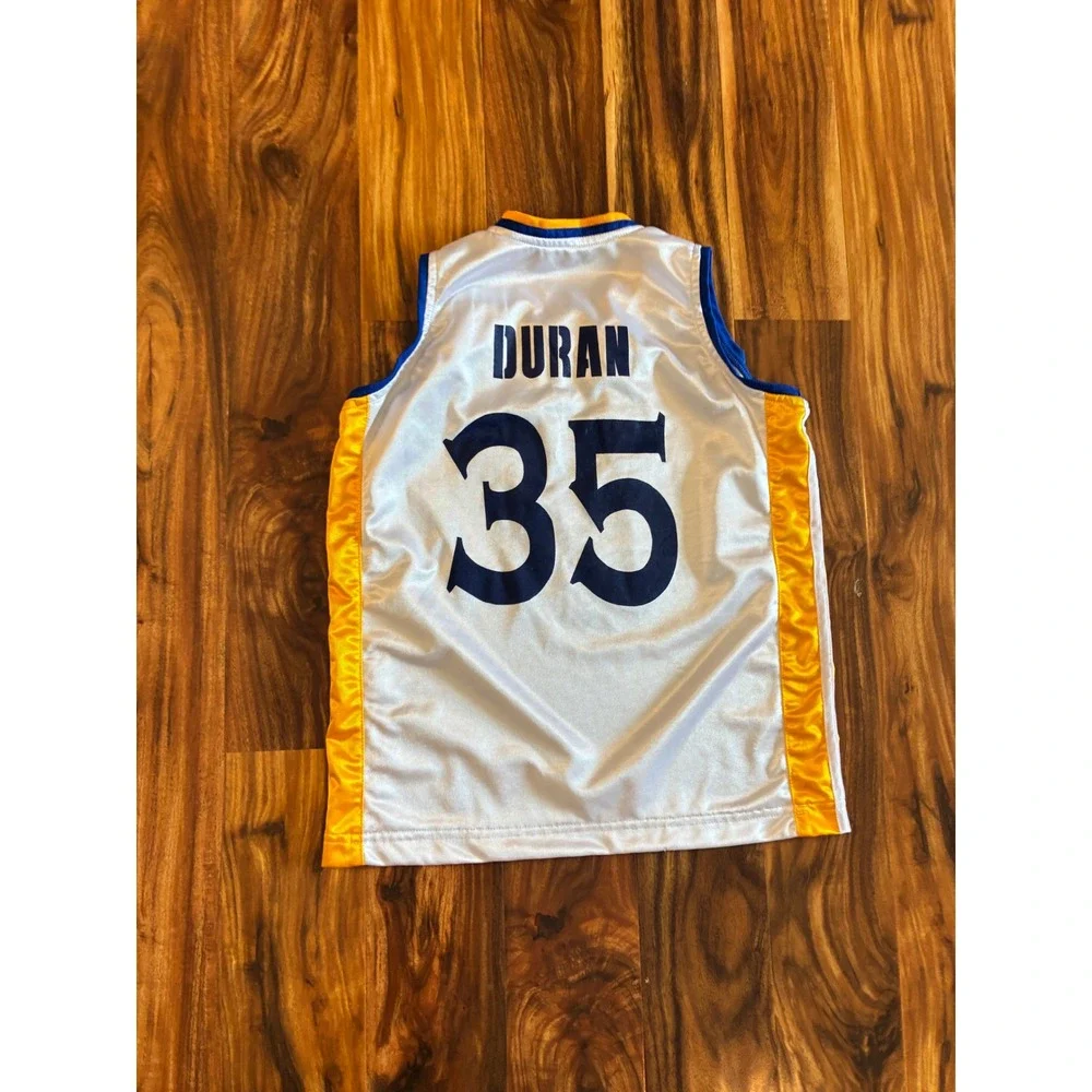 Adidas Golden State Warriors Kevin Durant 35 Jersey White Blue Gold Mens S